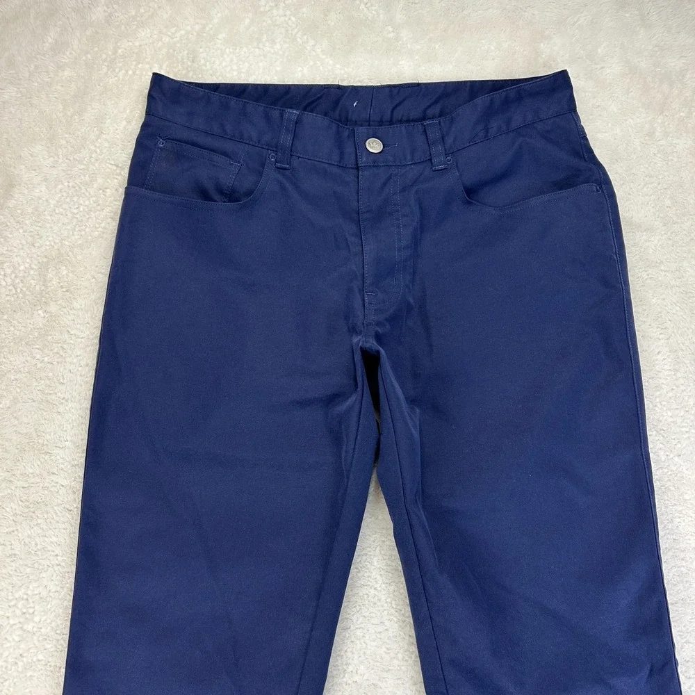 Peter Millar Golf Pants Mens Navy Blue Flat Front Straight Comfort Pockets READ